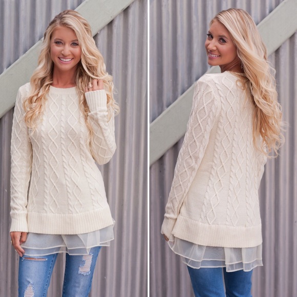 Military Hippie Cableknit Laced Sweater 